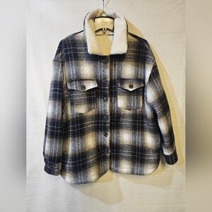 Men's Blue Plaid Shirt Jacket